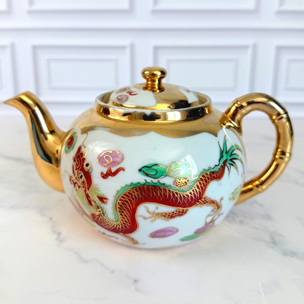 VTG Asian DragonWare and Phoenix 22K Gilded Teapot